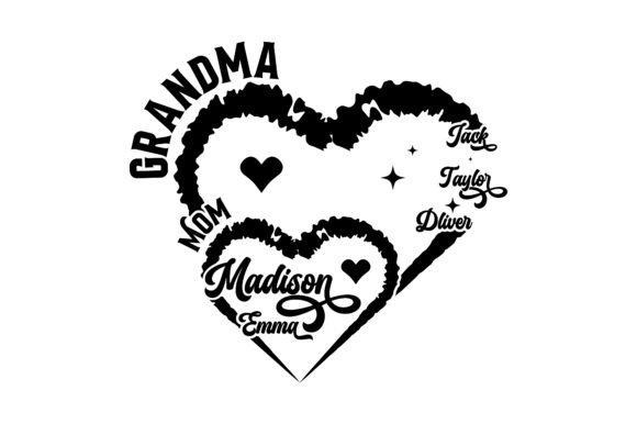 CUSTOM Heart Kid Name Grandma Mom SVG