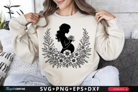 Floral Pregnant Mom SVG Design Graphics and T-Shirt Designs