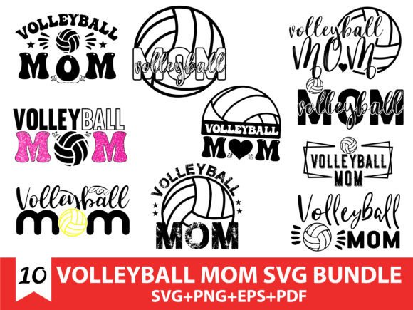 Volleyball Mom SVG Bundle Graphics and T-Shirt Designs