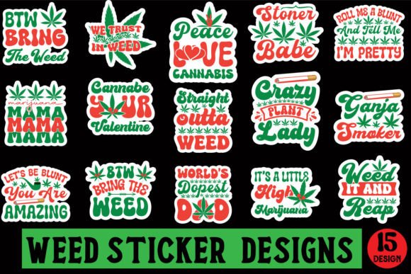 Weed Sticker Designs Bundle: Graphics and T-Shirt Designs for Bloggers